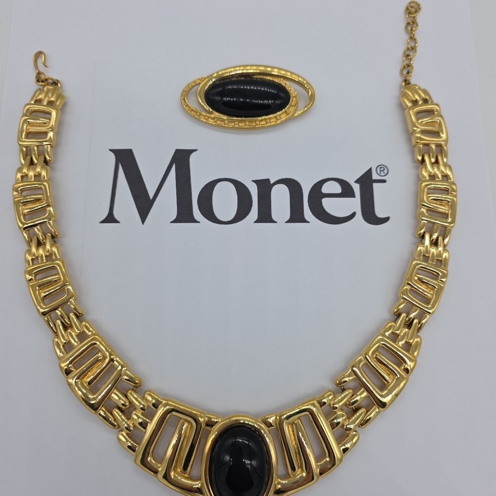 Monet Gold and Black Vintage Necklace